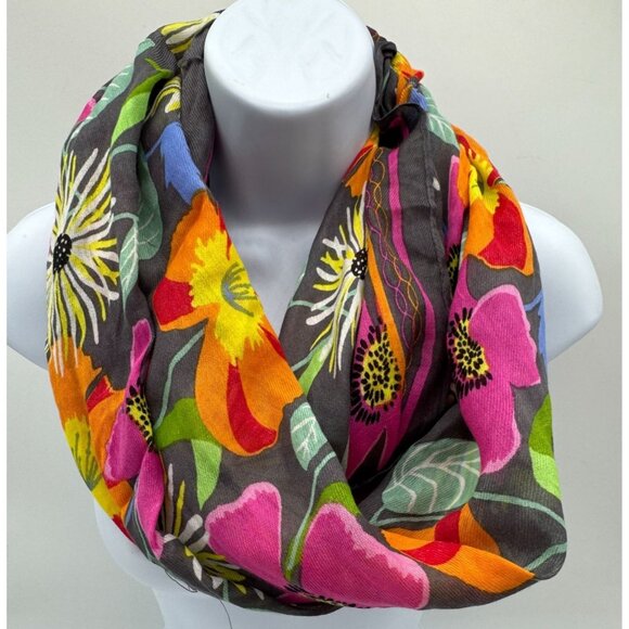 Vera Bradley Women's Infinity Scarf Mod Multi Floral Pink Orange Cotton Blend - Picture 1 of 7